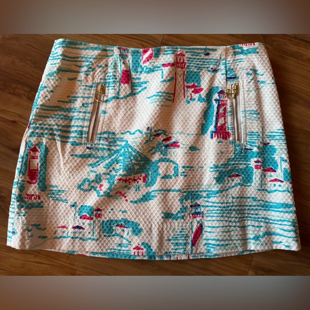 Lilly Pulitzer Lighthouse Print Blue Mini Skirt